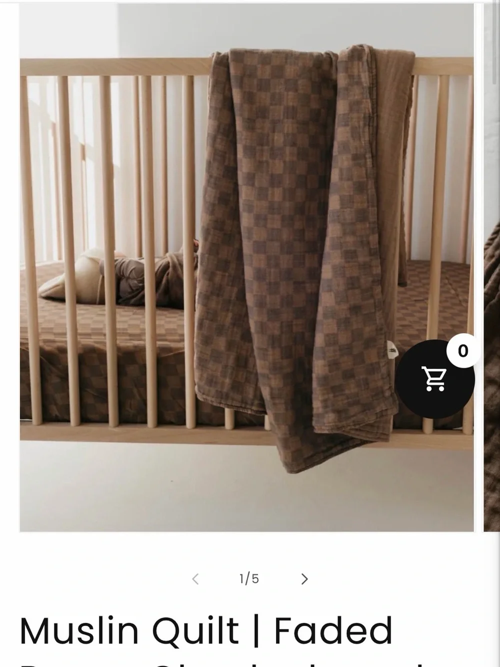 Faded Brown Check Muslin Quilt - Soft Baby Bedding